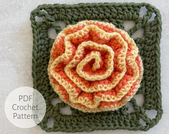 Crochet Carnation Granny Square || Floral Granny Square