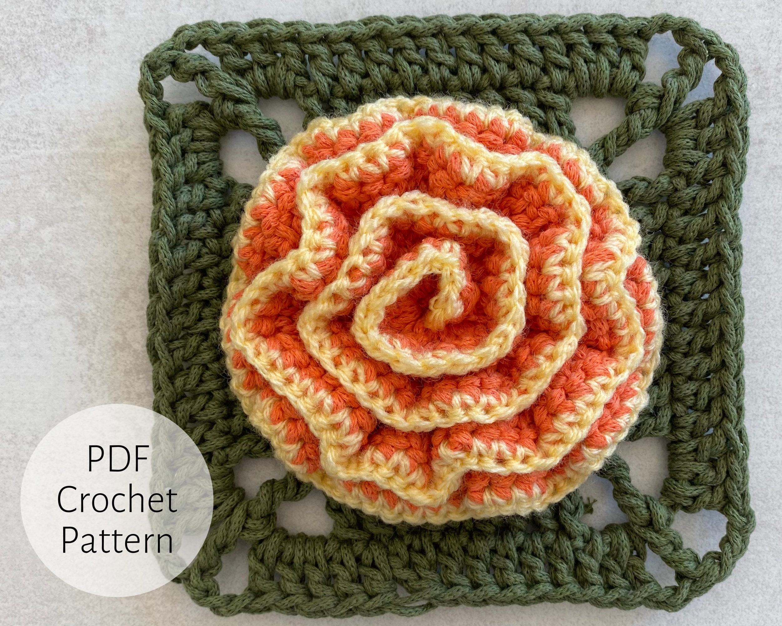 Crochet Carnation Granny Square Pattern: Floral Design (PDF