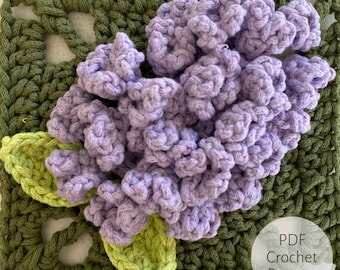 Lilac Flower Granny Square Crochet Pattern