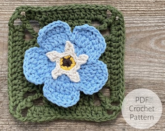 Crochet Forget-Me-Not Granny Square Pattern (PDF Download)