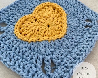 Whimsical Heart Granny Square Crochet Pattern