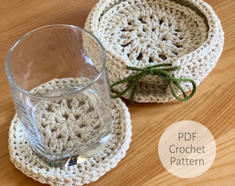Crochet Coaster Set Pattern: Round & Braided Coasters (PDF Pattern)