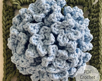 Hydrangea Flower Granny Square Crochet Pattern