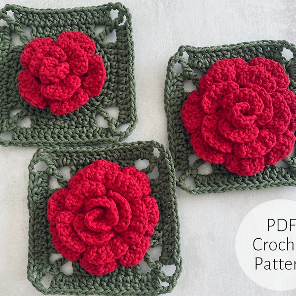 Crochet Roses Granny Squares || Floral Granny Square