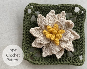 Crochet Water Lily Granny Square Pattern (PDF Download)
