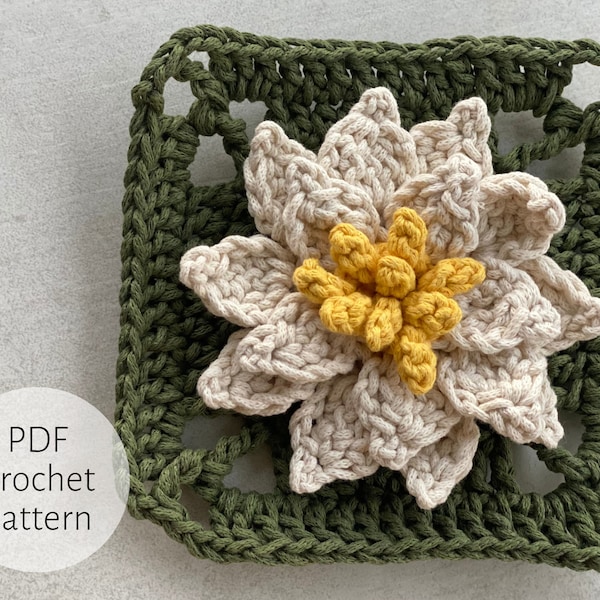 Crochet Water Lily Granny Square || Floral Granny Square