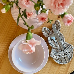 Easter Bunny Crochet Pattern PDF Easter Handmade Cutlery Holder Silverware Holder Crochet image 5