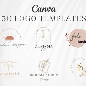 Boho Logo Bundle Template 30 Pack, Custom Logo Design DIY, Canva Logo Templates Boho Style, DIY boho Logo design, Logo Kit, Moon Logo