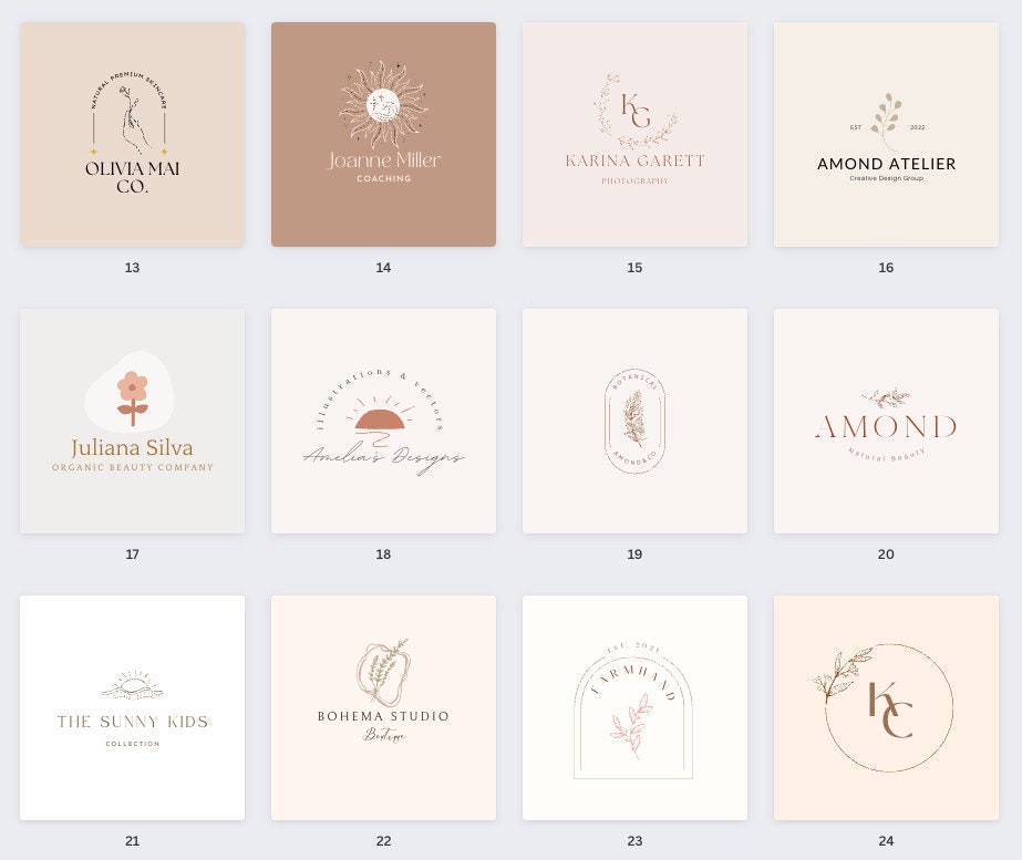 Sample Name Loho Boho Logo Bundle Template 30 Pack, Custom Logo Design DIY, Canva Logo ...