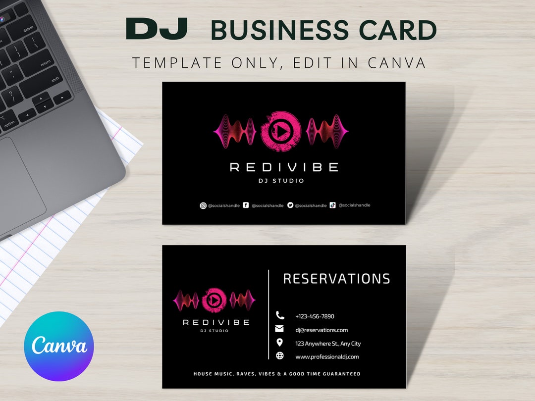 DJ Business Card Template, DJ Business Cards, DJ Branding Marketing, Custom Business Card