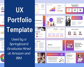 Plantilla de portafolio de UX, Plantilla de diseño de UX, Investigación de UX, Plantilla de presentación de PowerPoint, Plantilla de presentación de portafolio de Ux, Diseñador de Ux