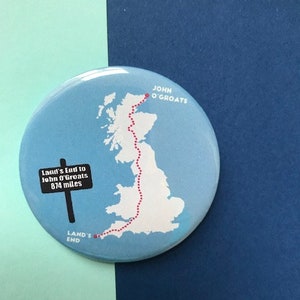 Land's End bis John O'Groats Pin Anstecker. Zu Fuß von Land's End nach John O'Groats, Charity Walk Kann personalisiert werden.