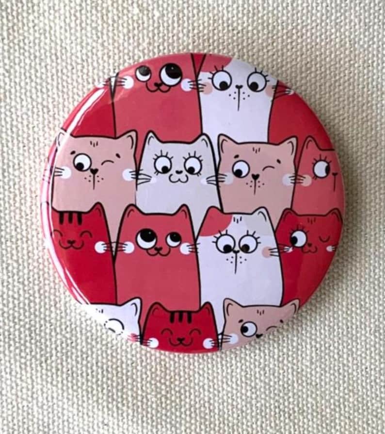 Katzenbutton: Viele Katzen mit Kopfhörern (58 mm) 1