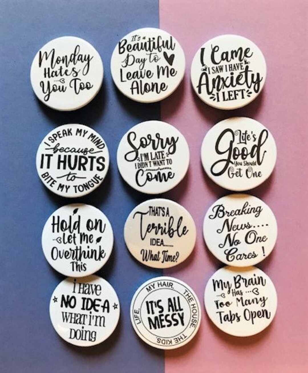Sarcastic and Humorous Badges, Suits All Ages, Fun Badges SET 1 Etsy