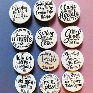 Sarcastic and Humorous Badges, Suits all Ages, Fun Badges SET 1