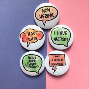 Hidden Disabilities, Parkinson&#39;s, ADHD, Autism Informative Badges