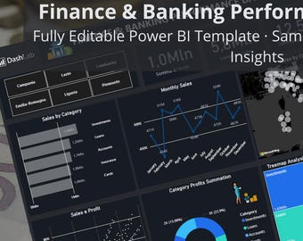 Finance & Banking Performance Power BI Dashboard Template | Sales, Profit, Customers and Financial KPI Analytics
