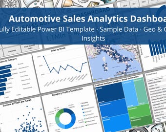 Automotive Sales Power BI Dashboard Template | Vehicle & Spare Parts KPI, Profit and Regional Analytics