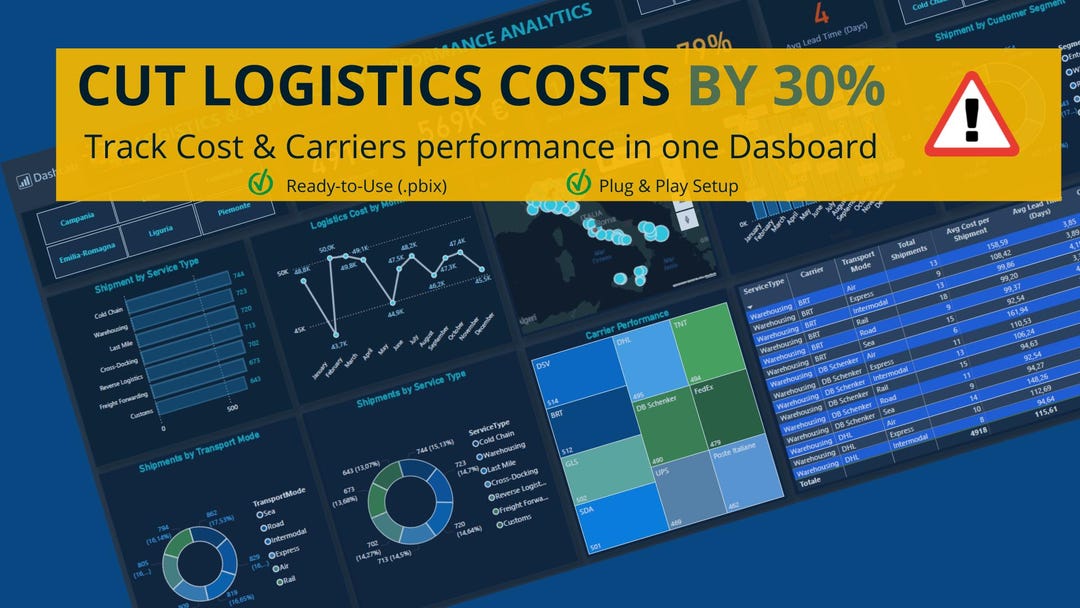 Cost Reduction Tracker Examples Logistics Cost Reduction Dashboard | Freight Cost Analysis & Carrier ...