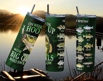 Fish Girls Hook-up  20oz Skinny Full Tumbler Wrap PNG Design