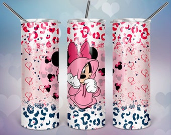 Minnie Maus Valentinstag Sublimation Full Wrap Tumbler Design PNG