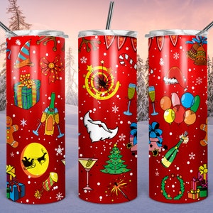 Boas Festas 20oz Skinny Sublimação Full Wrap Tumbler PNG Design