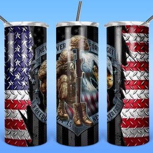 Never Forget 20oz Skinny Full Tumbler Wrap PNG Design