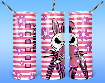 Easter Jack Skellington  20oz Skinny Full Tumbler Wrap PNG Design