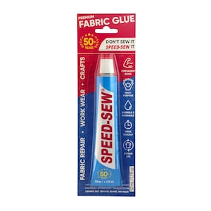 6 Pack, Speed-Sew No Sew Fabric Glue Adhesive for Craft Projects, DIY Clothing Repairs, Denim, Upholstery, Leather, Instant Mender