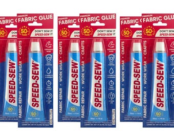 Speed-Sew Fabric Glue: No Sew Adhesive for Denim, Upholstery - 6 Pack