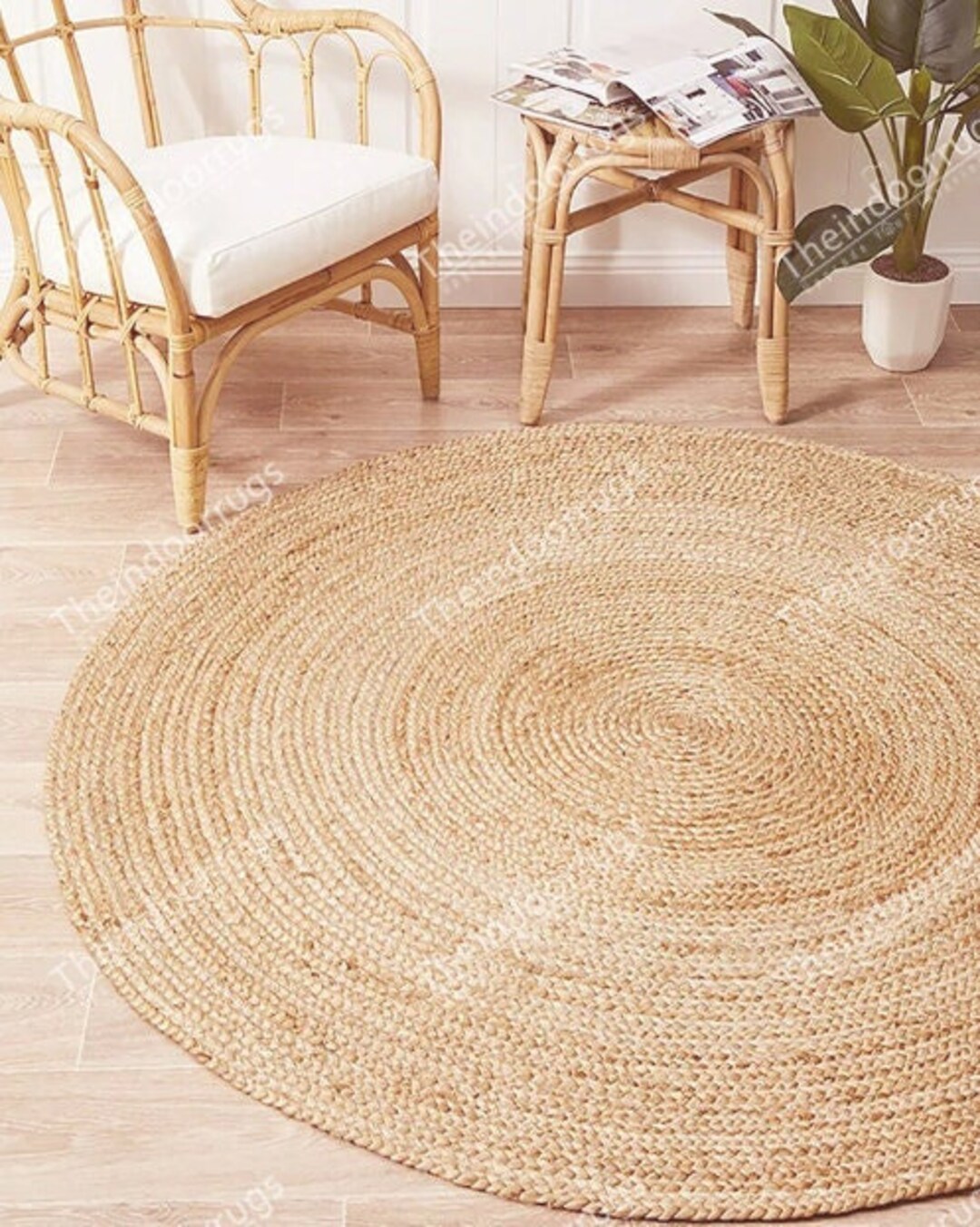 Hand Braided Beige Round Jute Rug/ Custom Size Natural Circle Etsy