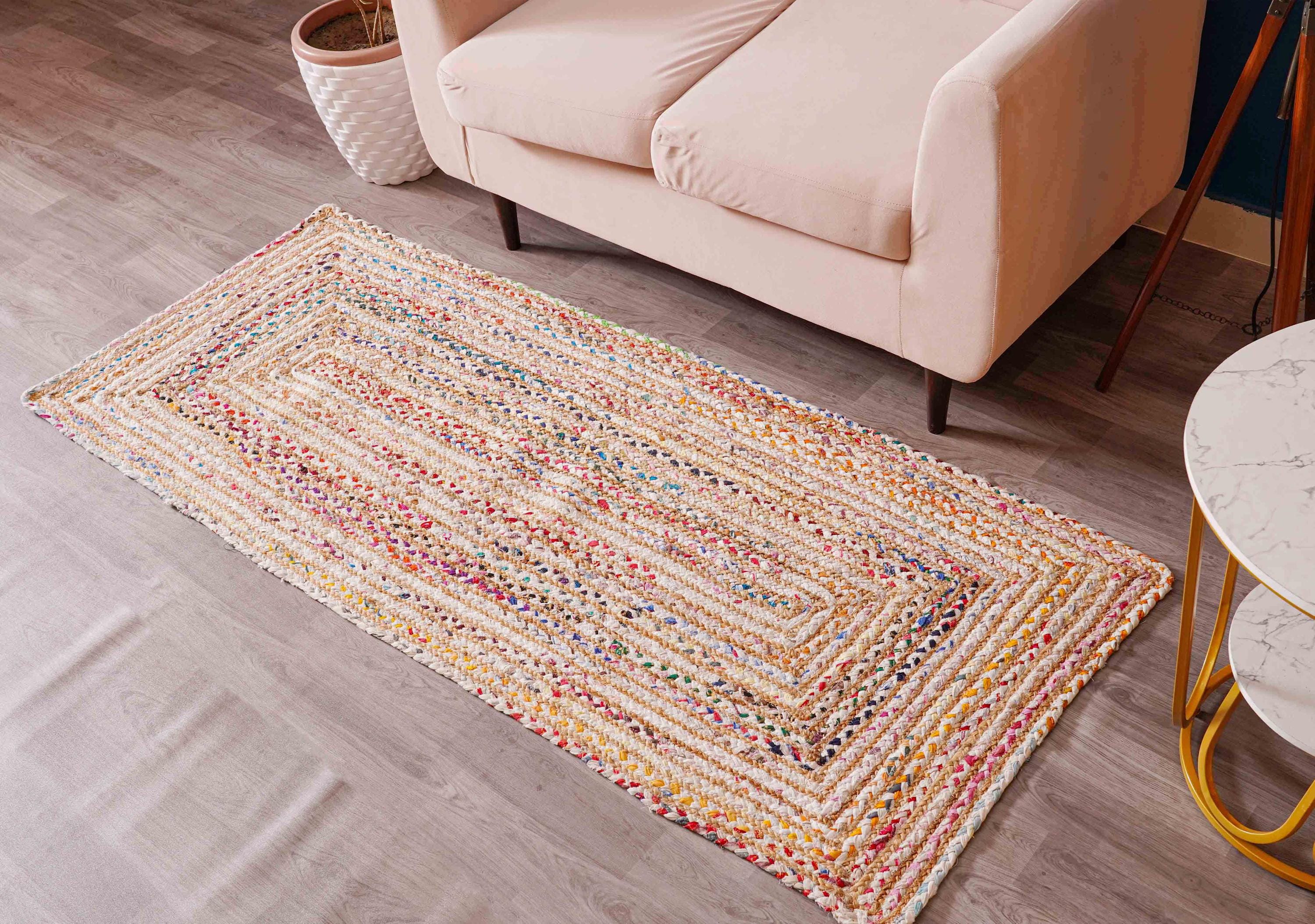 Rug Multicolour Rag Rug Handmade White Multicolor Chindi Area Rug, Handwoven Cotton Rag Rug ...