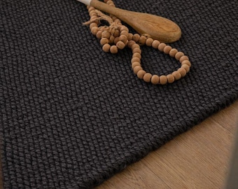 6x9, 8 x 10 ft Black solid Natural Hemp Jute Rugs-Extra Large Jute Rugs entryway Jute Rugs ,Solid jute Rug, Large Area Hemp For Hallway Rug