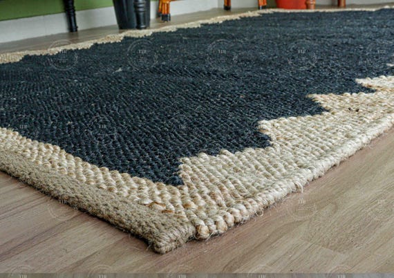 Sale !! Indian hemp jute rugs Handloomed hemp rugs for living room rug stair runner rugs vintage hemp rug black design rug kitchen decor rug