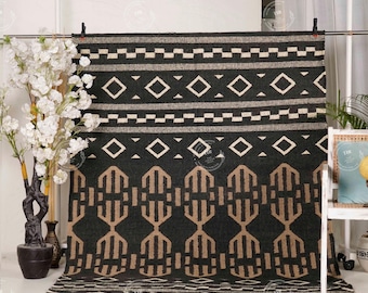 handwoven wool jute rug, Handloomed kilim Wool Jute Rug, vintage jute rug, indoor jute rug, beautiful wool jute rug, Kilim area carpets