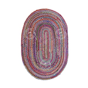 Hand Braided Bohemian Colorful Cotton Chindi Area Rug Home Decor Rugs cotton area rugs oval shape braided rug rag floor rug mat