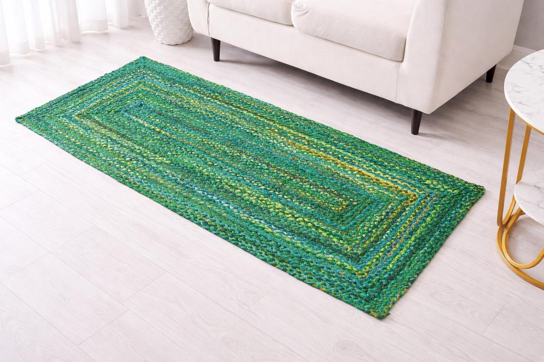 Handmade Green Cotton Runner Rugs for Kitchen and Home Decor, All Sizes ...
