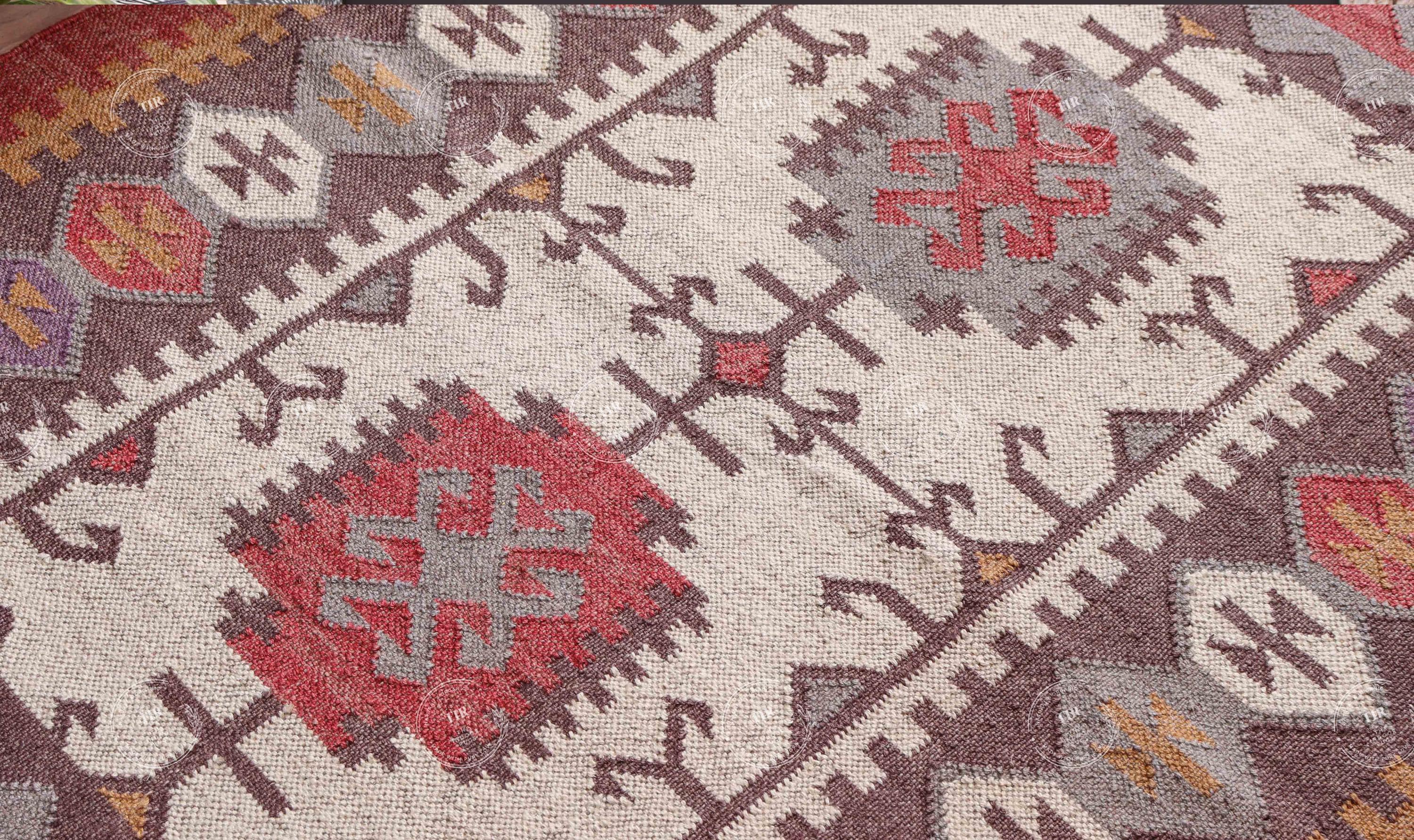 Vintage Wool Jute Kilim Rug, Handwoven, Wool and Jute Rug Handmade, Kilim Dhurrie Rug, Traditional Indian jute Area rug Kilim dhurrie rug