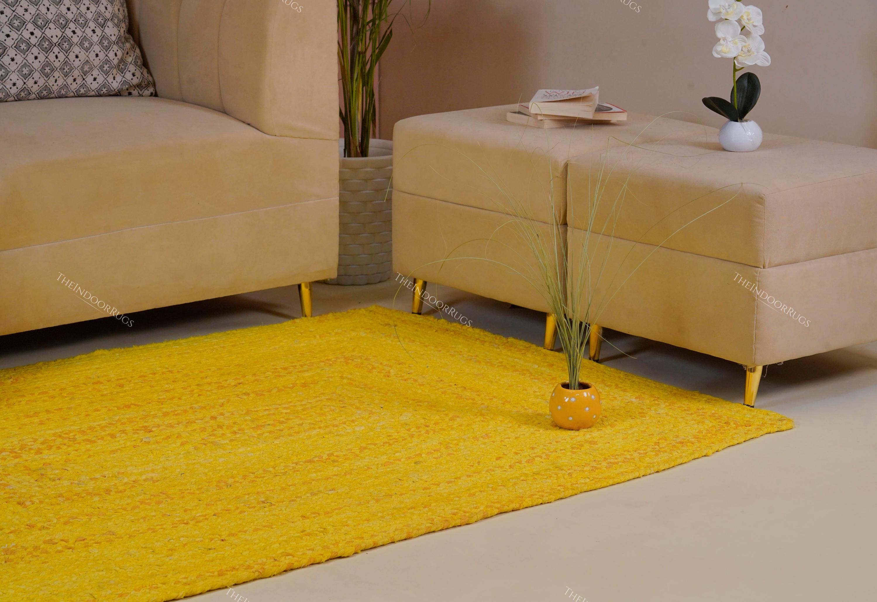 Yellow Cotton Braided Rugs : Entryway Runner Cotton Carpet, Moroccan ...