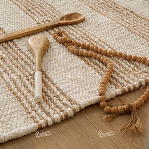 Natural Hemp Rectangle Jute Rug With Striped Hemp Rug Large Area Hemp Jute Rug Hallway Décor Hemp Rug For Living Room Area Vintage Rug