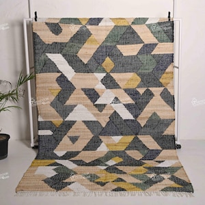 Indian Handmade Cotton Jute Dhurrie Rug Bohemian Nordic Scandi Rug Customization in color and size Cotton jute rugs tufted area rugs