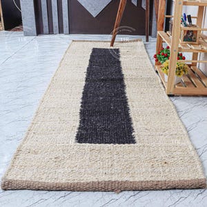 Striped Handmade Tufted Hemp Area Rug Hemp Jute Runner Rug hand loomed Rug Bohemian Vintage Large Area Rug For Decor Hemp Jute Rug
