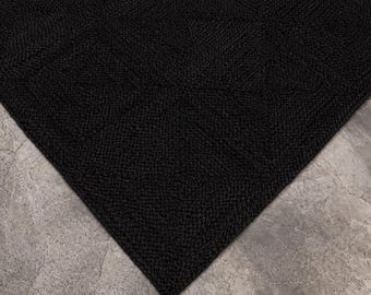Handmade Black Braided Jute rugs for home decor, Rectangular Design jute carpet, Bohemian custom size rug, natural fiber black turkish rugs