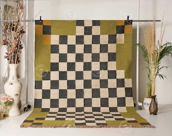 Kilim Rug, Handwoven, Wool and Jute Rug Handmade, Kilim Dhurrie Rug, Traditional Indian jute Area rug