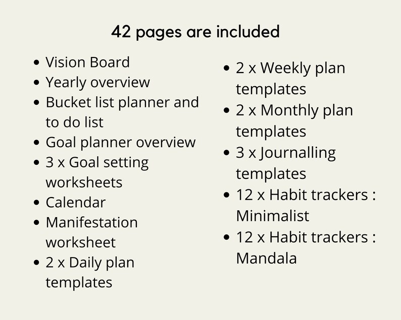 Printable Vision Board Templates Goal Setting Template - Etsy