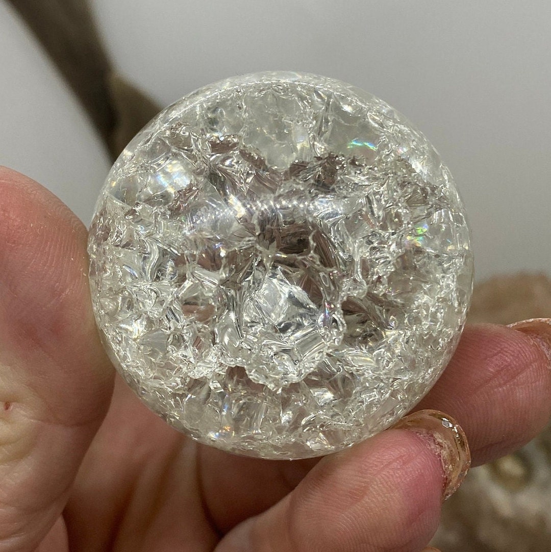 Crackle Quartz Sphere With Stand Etsy