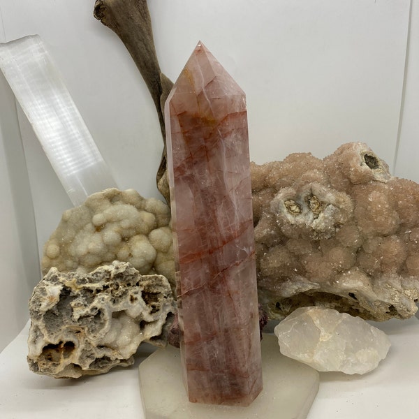 Huge 3lb Hematoid Quartz Fire Quartz Tower