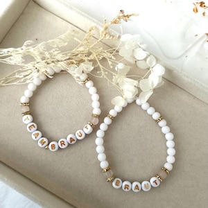 Perlenarmband Personalisiert Initialen  Buchstabenperlen Gold und Silber Wunschname Liebe Freundschaft Mama Geschenk Gastgeschenk