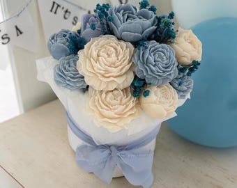 Gepersonaliseerd kaarsenboeket | Bloemenboeket | Bloemencadeau-idee voor bruiloften of verjaardagen | Huwelijksgeschenk | Feestbedankje | Kraamcadeau