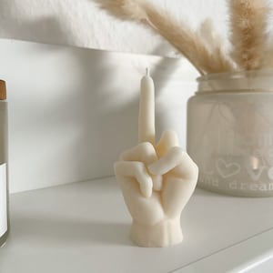 Middle finger candle made of rapeseed wax in Bohoo style for your apartment